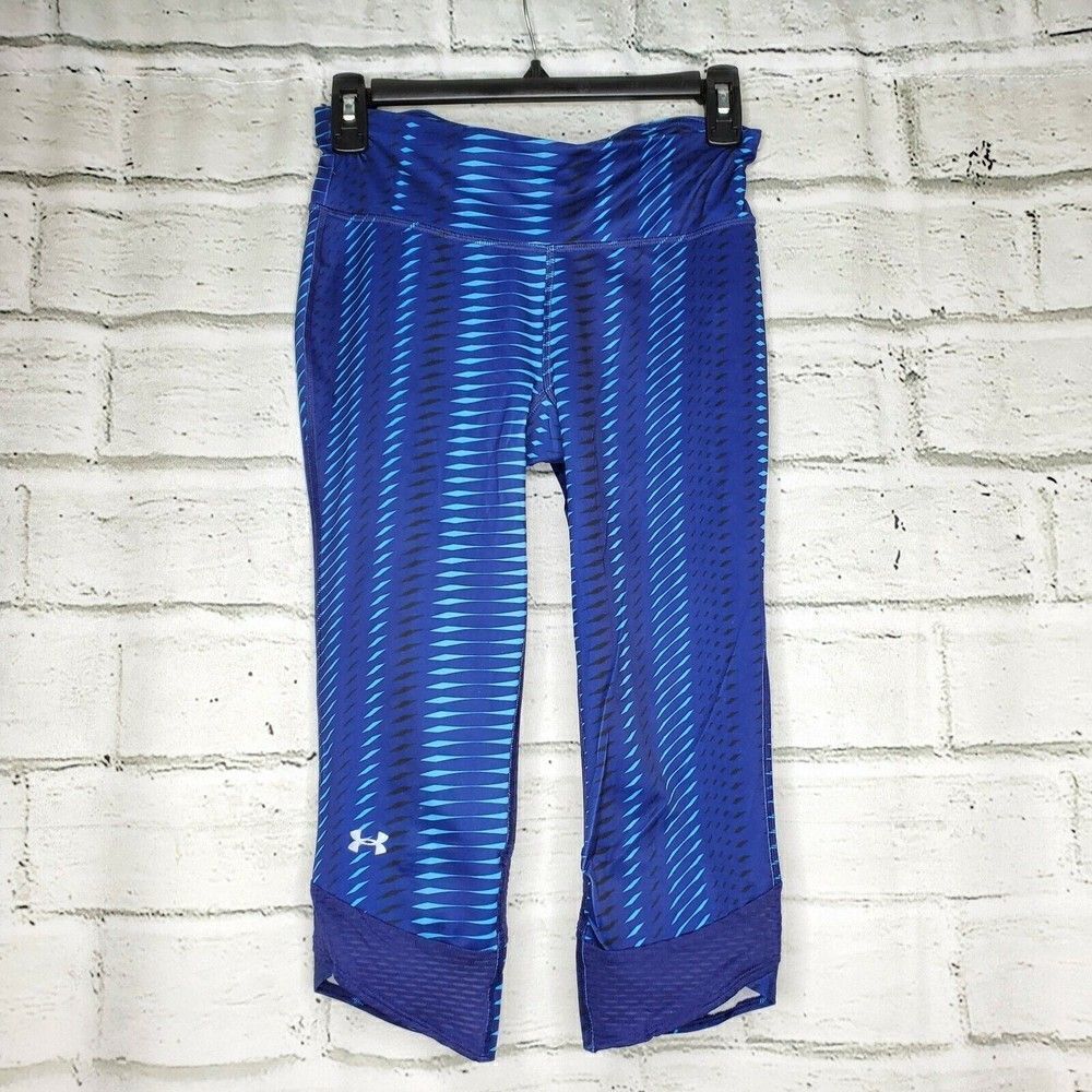 Under Armour XS Blue Printed Capri Training Leggings 1248730 540 Womens